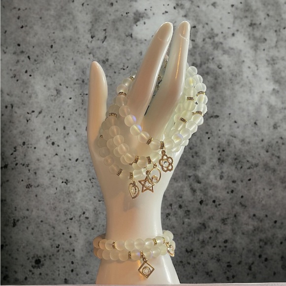 Matte Aurora Crystal bracelet with accent spacers an charms - Picture 3 of 6